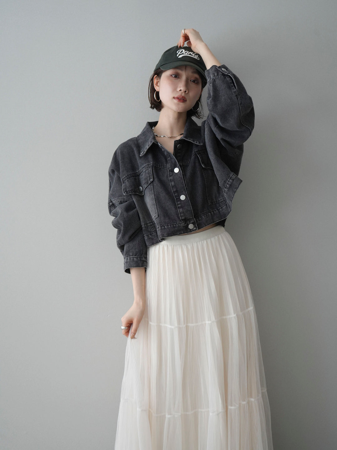 [予約]デニムショートシャツジャケット/black