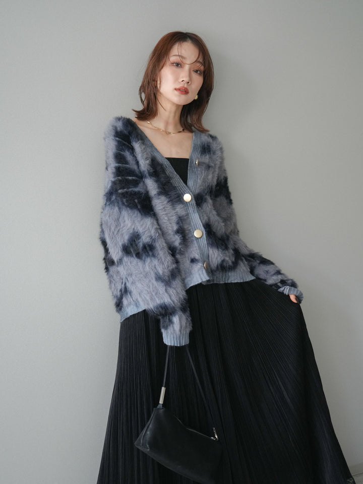 [SET]ニュアンス柄シャギーニットカーディガン+選べるアクセセット(2set)