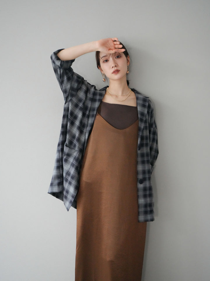 [予約]サテンキャミワンピース/ブラウン