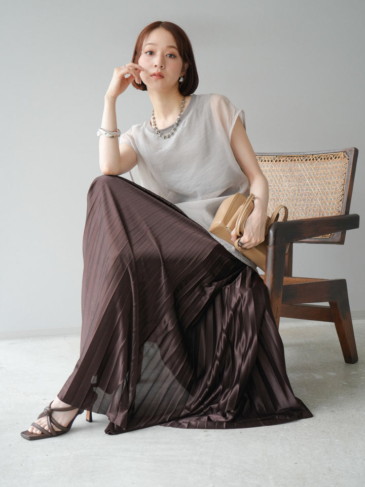 [予約]シアーレイヤードトップス/アイスグレージュ