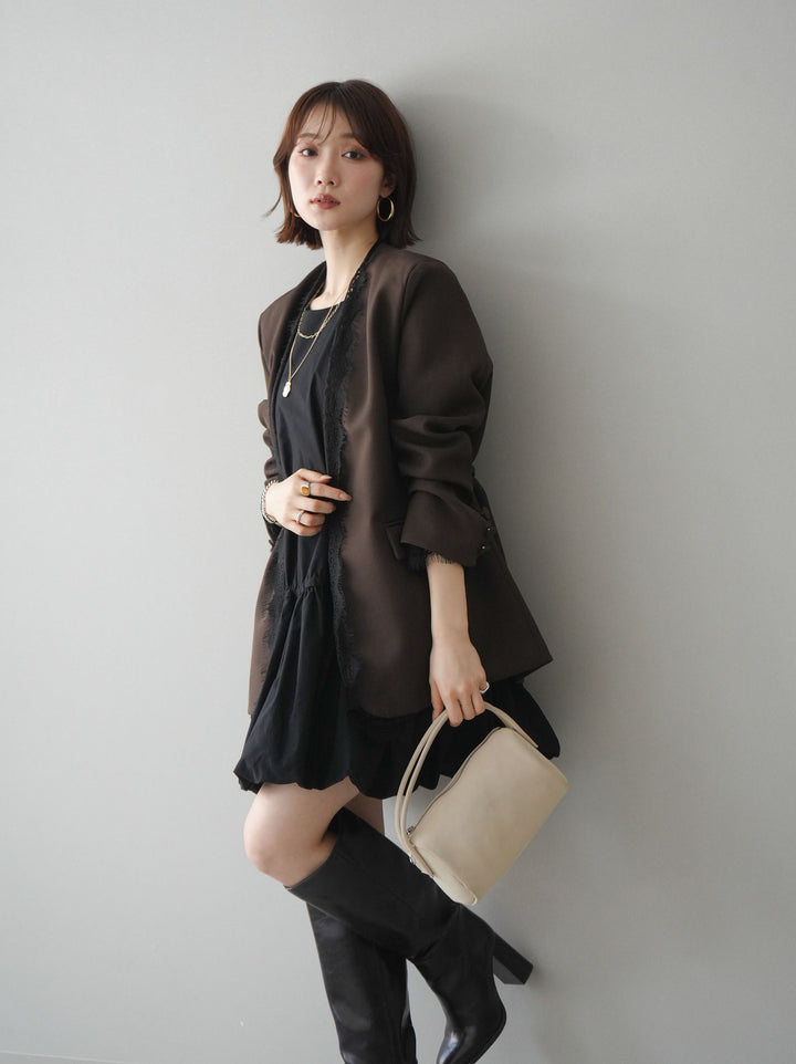 [予約]ノースリバルーンミニワンピース/black