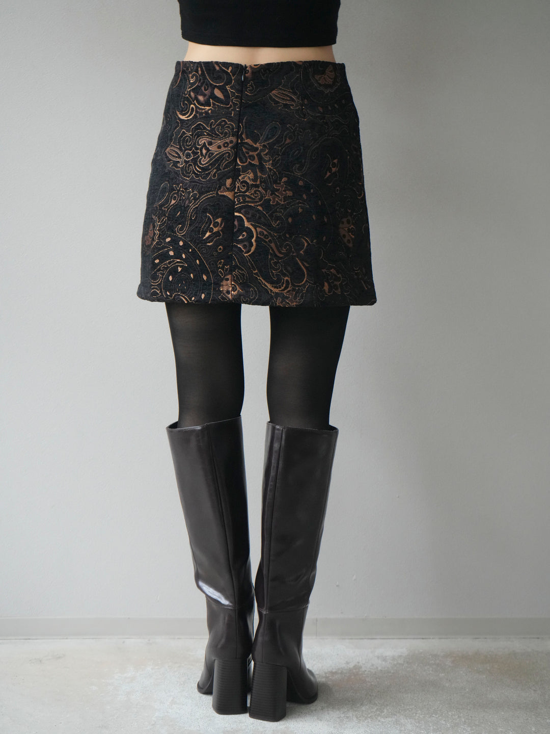 [予約]ジャガードミニスカート/black