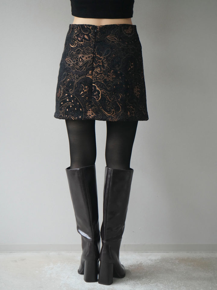 [予約]ジャガードミニスカート/black