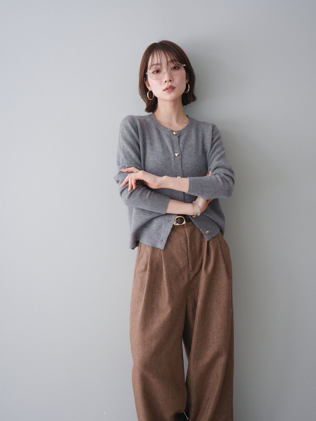 [SET]ハートボタンニットカーディガン+ハートボタンニットカーディガン(2set)