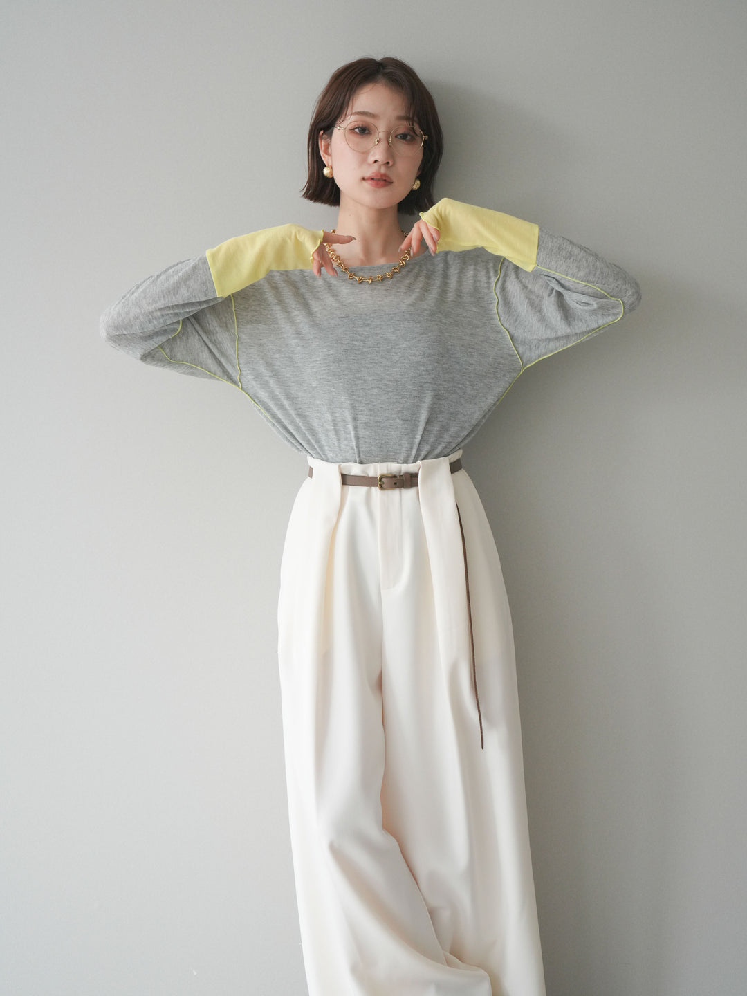 [SET]配色メロウトップス+配色メロウトップス(2set)