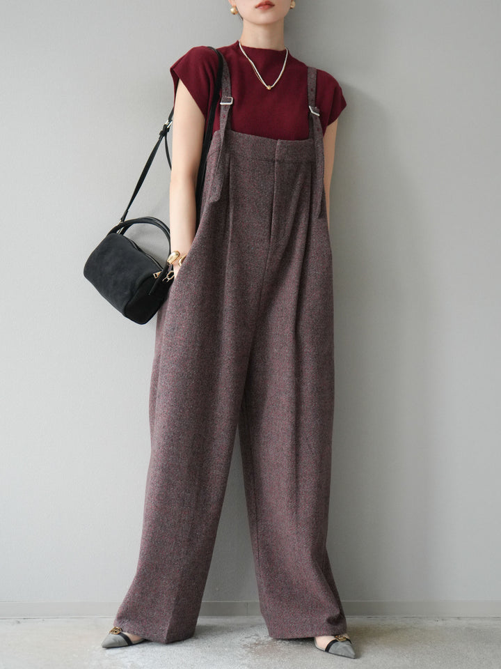 [予約]プチネックフレンチニットトップス/レッド