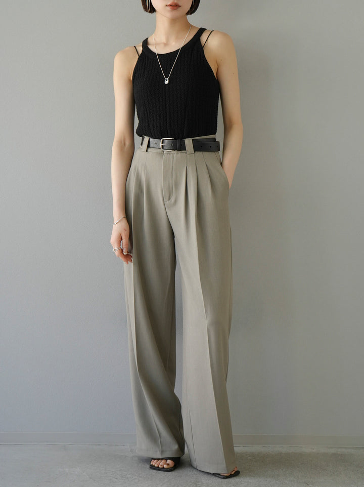 [Pre-order] 3-pleat wide pants/beige