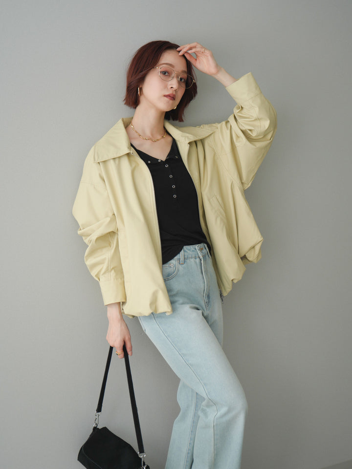 [予約]ウォッシャブルフェイクレザーバルーンジャケット/yellow
