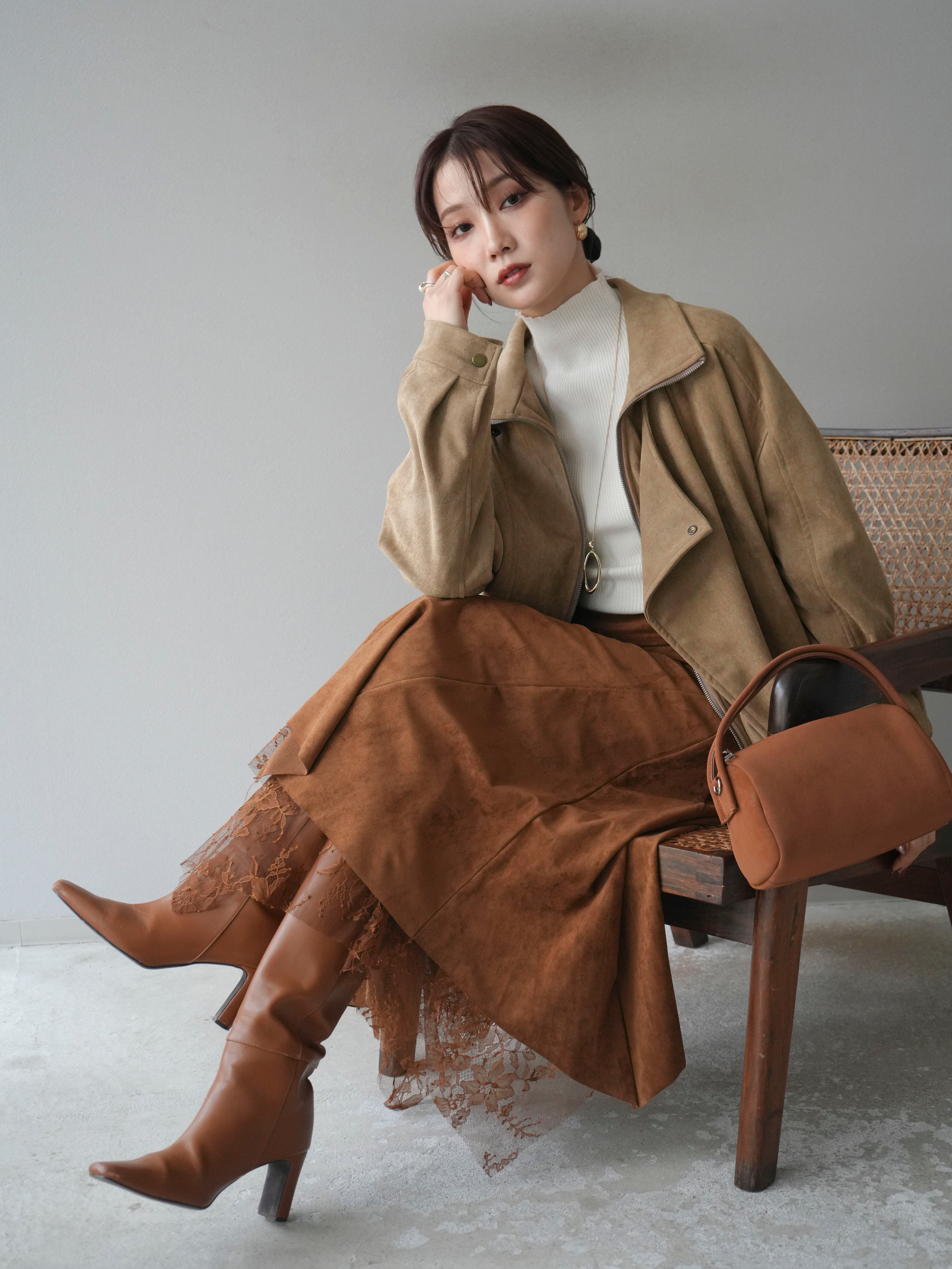 予約]スエードライダースミドルジャケット/beige – Lumier