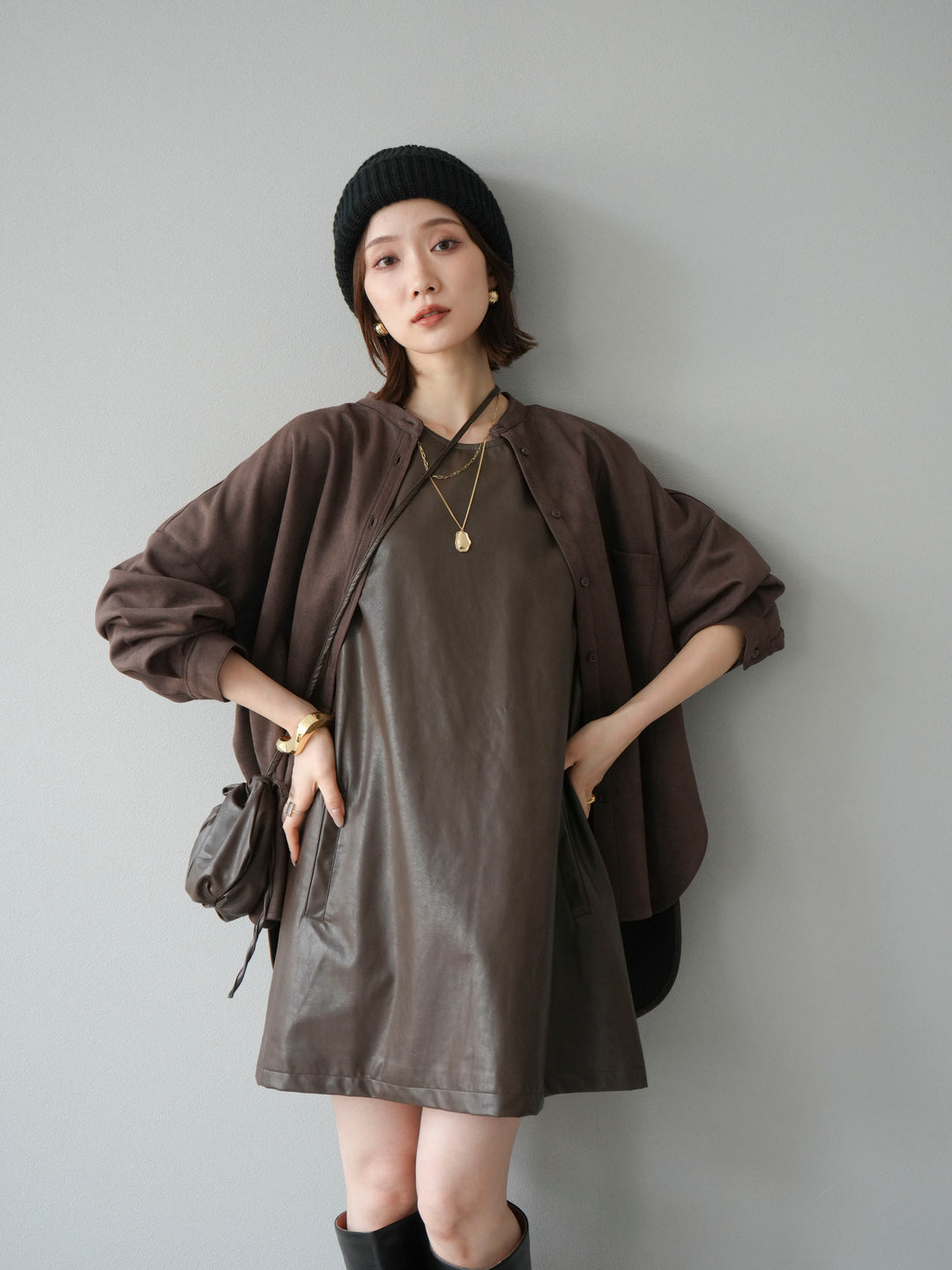 [予約]ニットビーニー/ブラウン