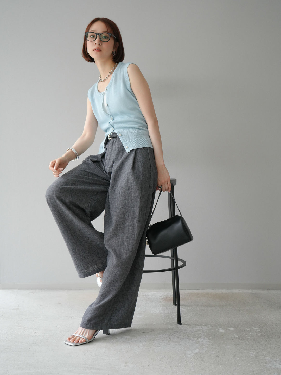 [予約]ウエストベルトニットベスト/ブルー