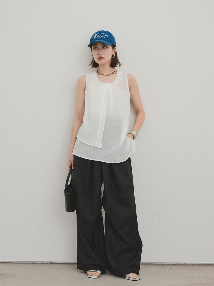 [SET] 透視褶皺不對稱襯衫 + 透視褶皺不對稱襯衫 (2 件套)