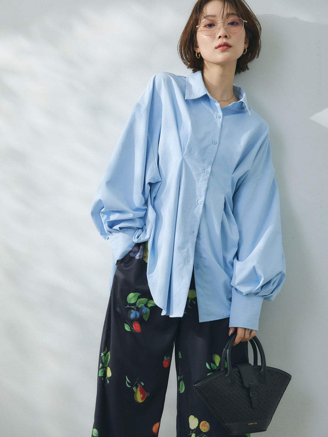 【魅力】【套裝】合成纖維束腰襯衫 + 合成纖維束腰襯衫（2 件套）