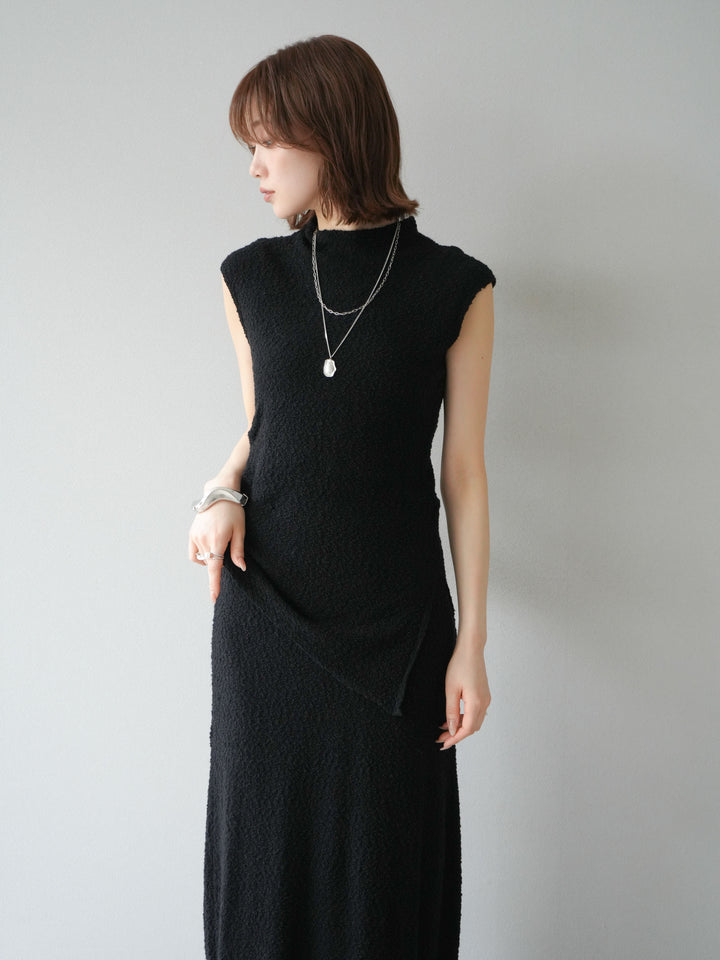 [套裝] 珠地佈針織無袖上衣 + 珠地佈針織I字裙 (2套)