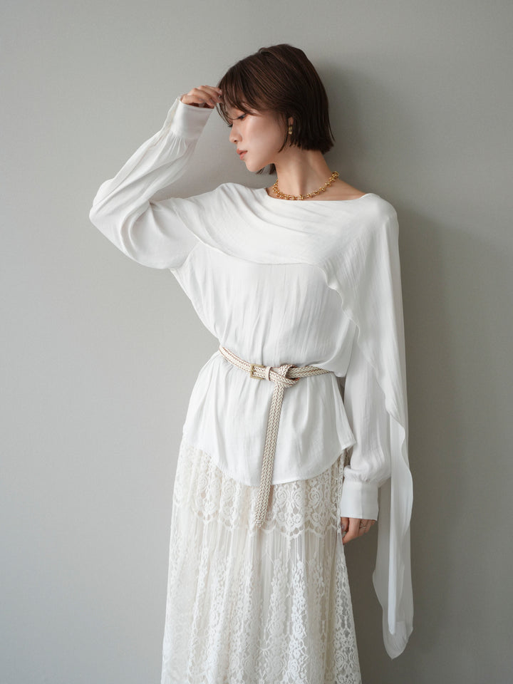 [予約]シルキードレープブラウス/white