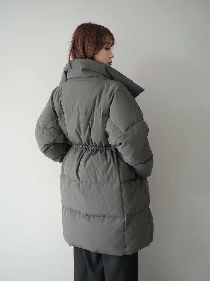 [20%オフ]スタンドカラーウエストベルトミドルダウンコート/gray