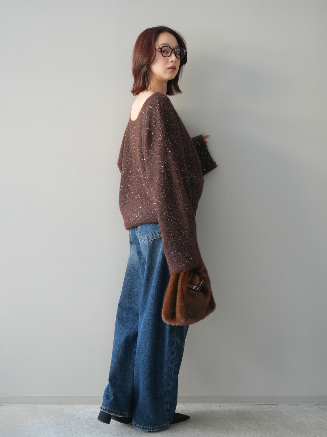 [予約]カーゴデザインコクーンデニムパンツ/navy