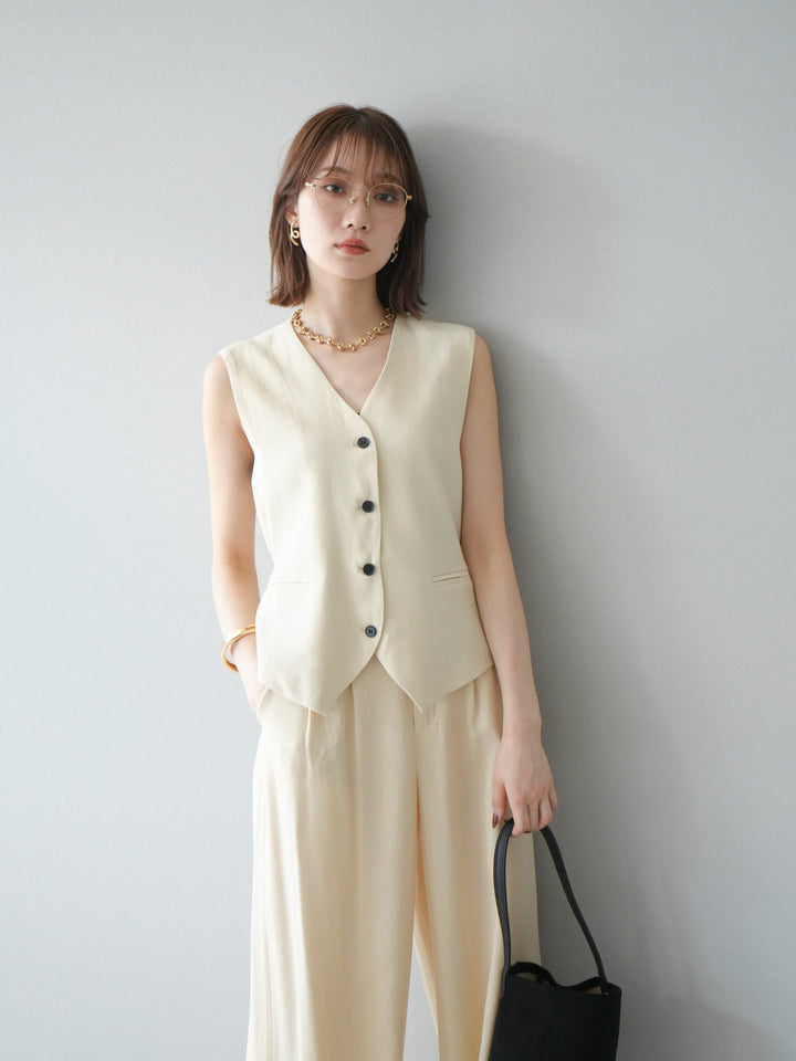 [SET]Vネックジレ＆ワイドパンツSET UP(2set)