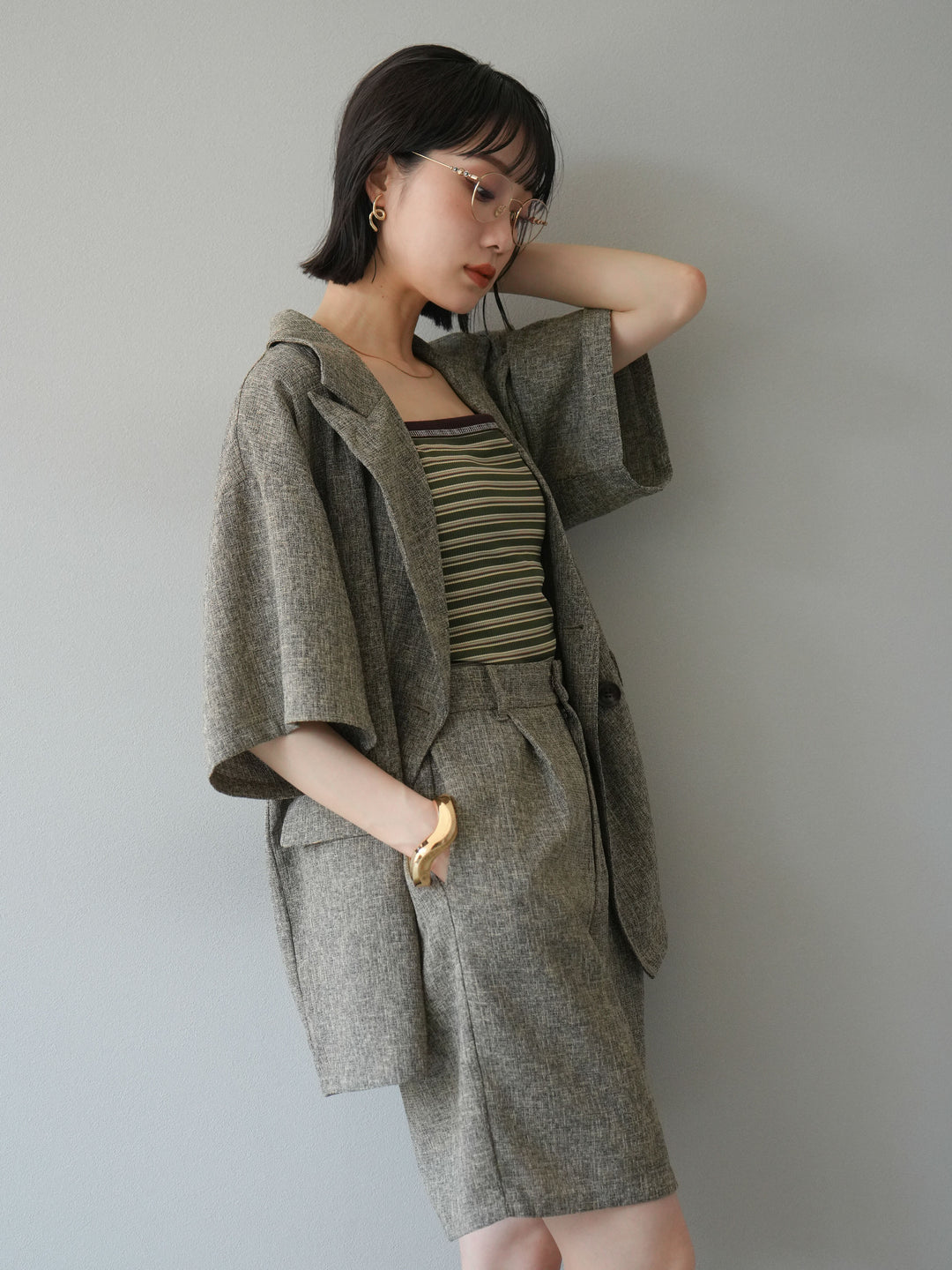 [SET]サマーツイードハーフジャケット+サマーツイードハーフパンツ(2set)