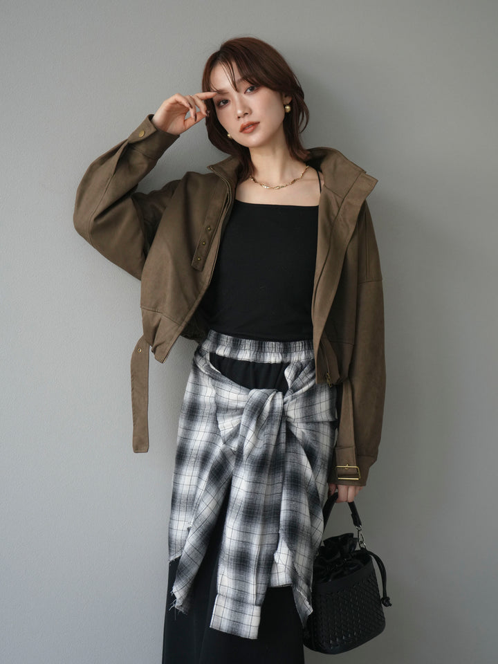 [予約]スエードバルーンショートブルゾン/khaki