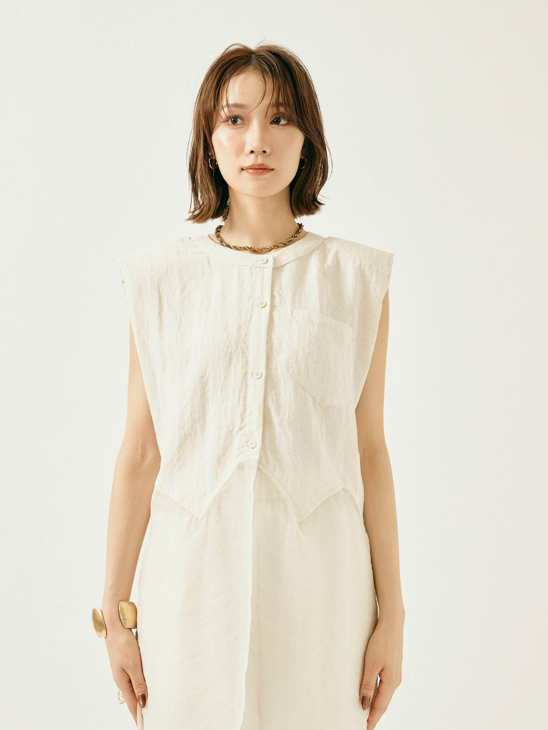 [SET]オーガンジーヘムブラウス＆ワイドパンツSET UP(2set)