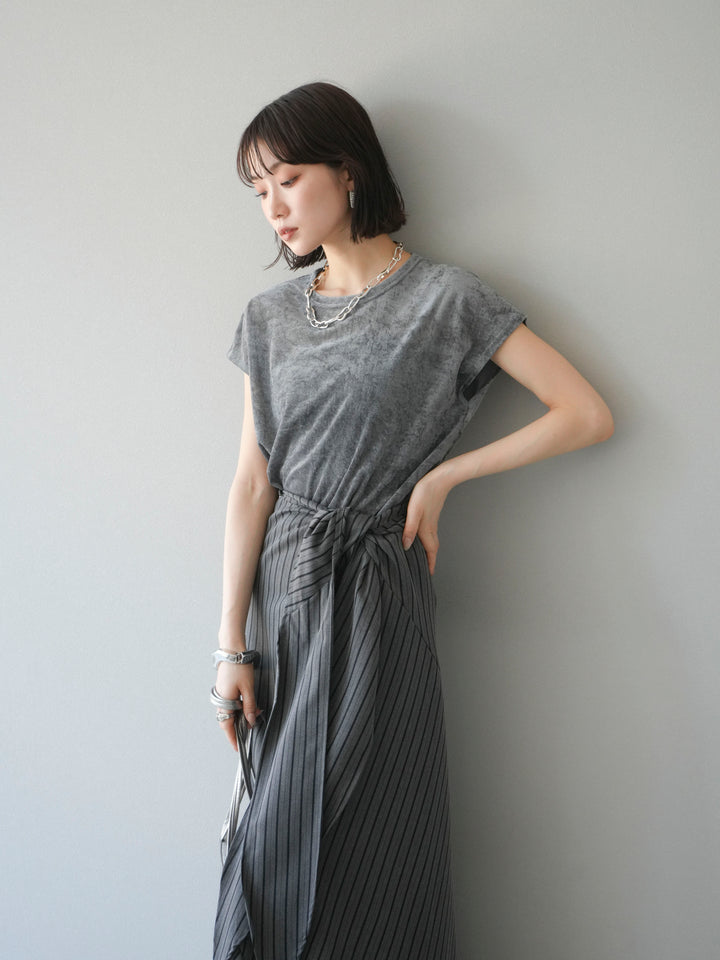 [SET]シアーベロアプルオーバー+サイド巻きツイルスカート(2set)