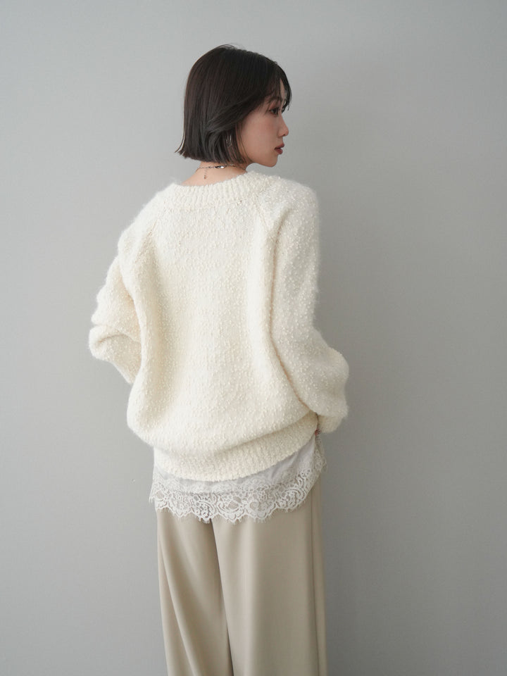 [SET]Vネックスラブニットプルオーバー+選べるアクセセット(2set)