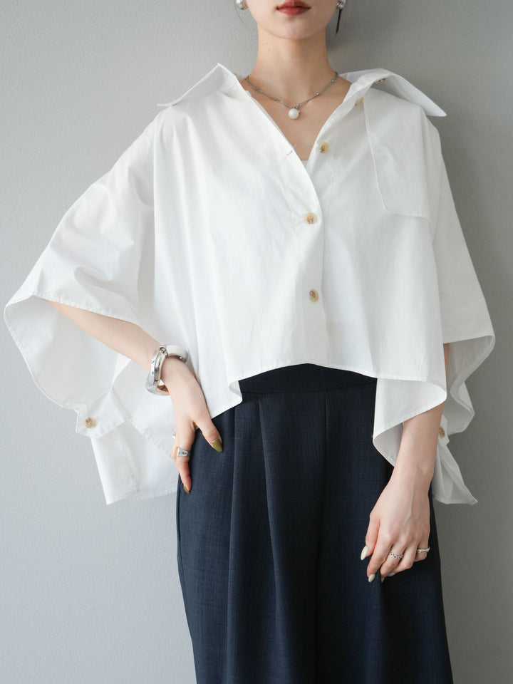 [予約]ポンチョショートシャツ/ホワイト