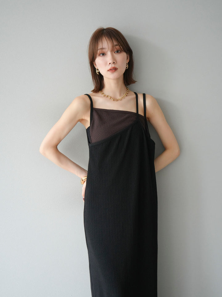 [予約]バイカラーレイヤードキャミワンピース/ブラック