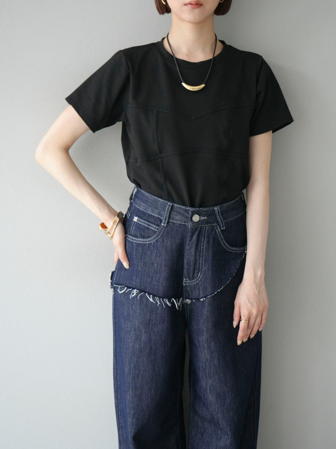 [SET]ビスチェデザインTシャツ+選べるアクセセット(2set)