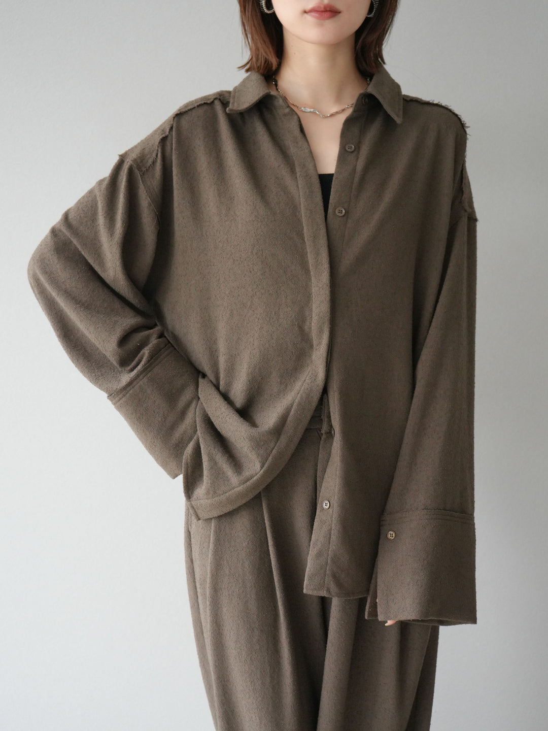 [予約]ネップオーバーシャツ/ブラウン