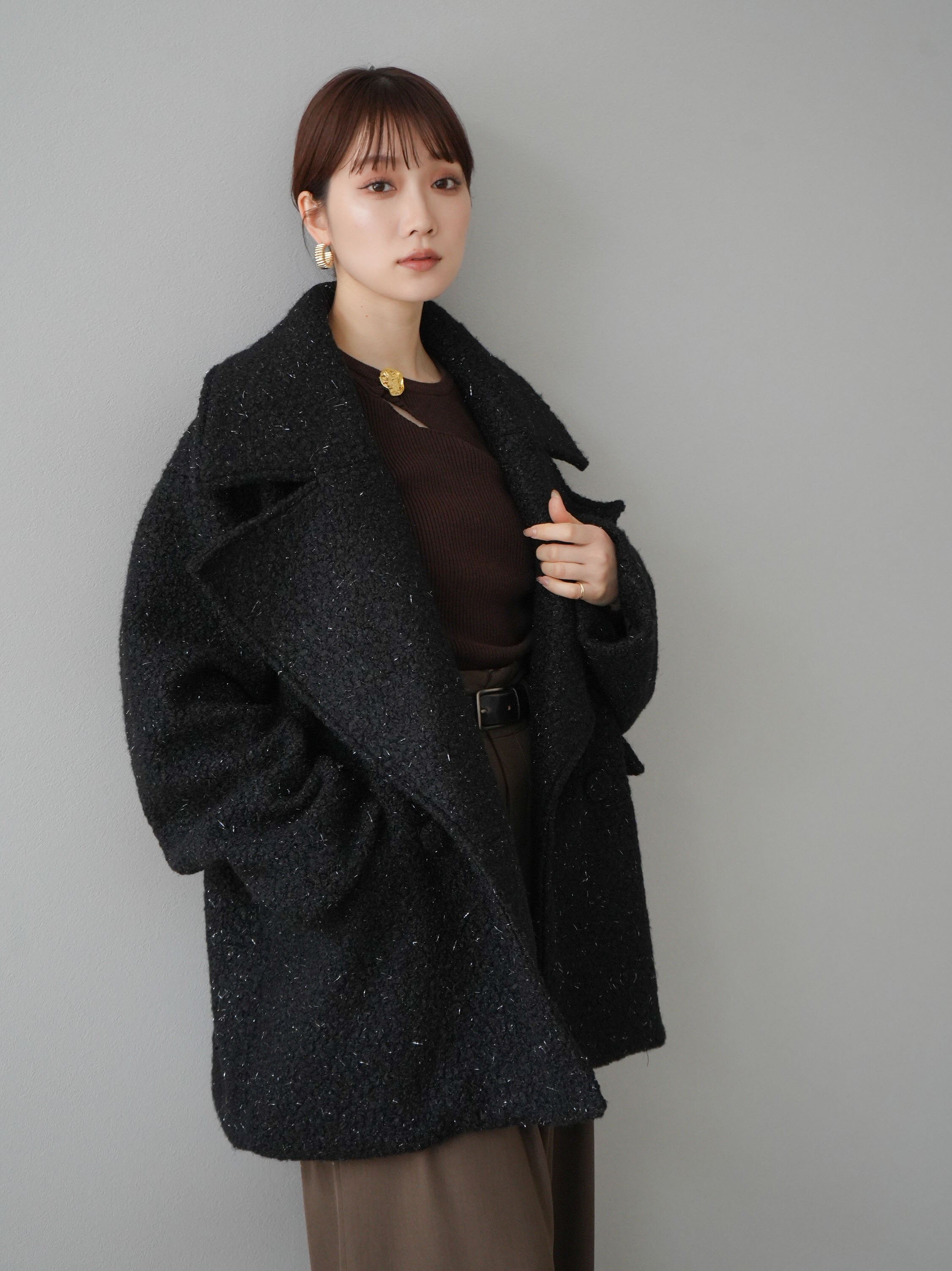 Lumier/プードルコクーンミドルコート/ミックスカラー 予約]プードルコクーンミドルコート/ブラック – Lumier