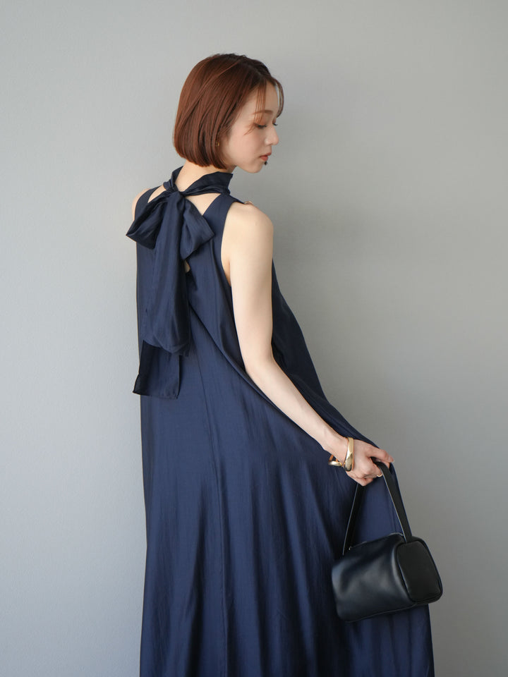 [予約]シアーホルターバックオープンワンピース/ネイビー