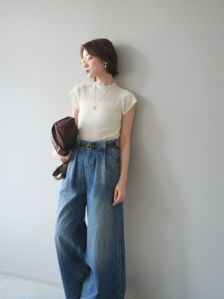 [SET]ビジューシアーフレンチニット+選べるアクセセット(2set)