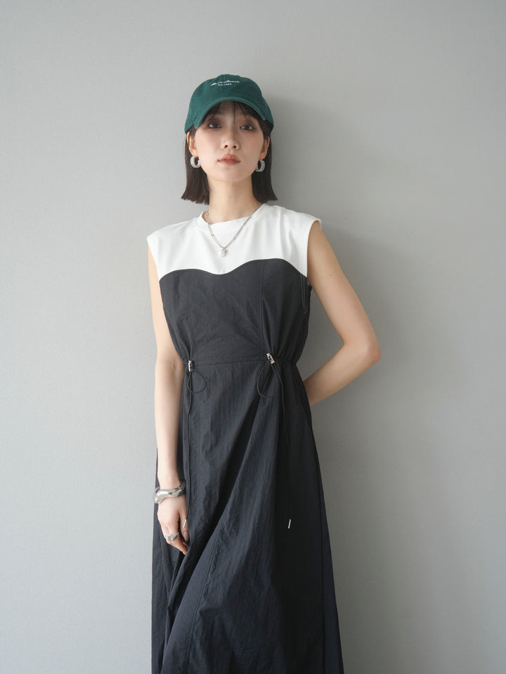 [SET] 剪裁對接尼龍洋裝 + 可選飾品套裝 (2 套)