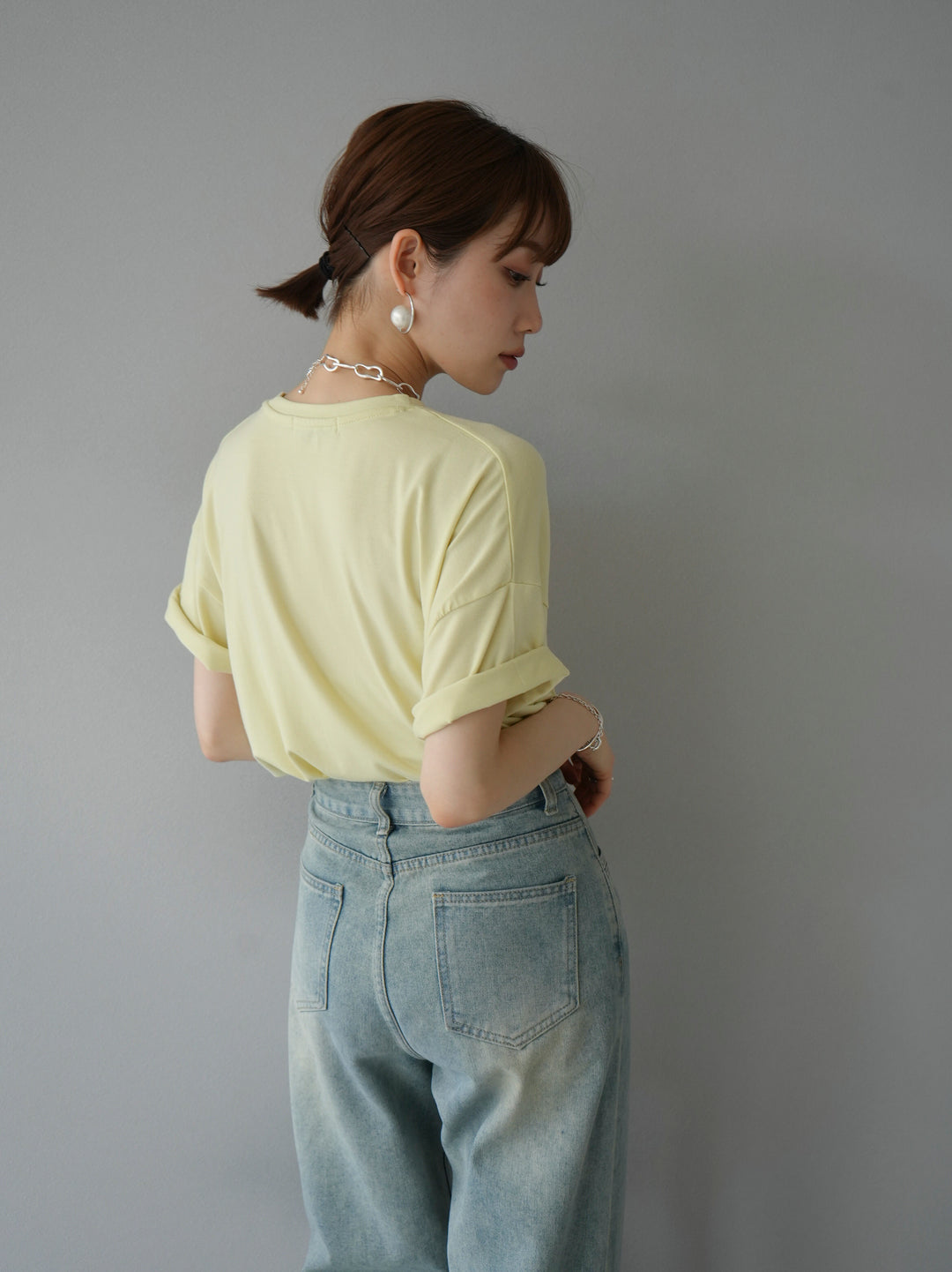 [Pre-order] UV-cut &amp; dry-resistant pocket T-shirt/yellow