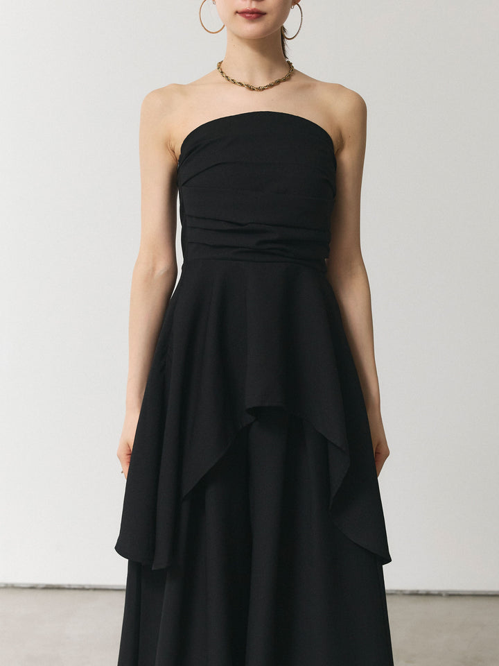 【Allure】[SET]ぺプラムベアトップス＆ワイドパンツSET UP+ぺプラムベアトップス＆ワイドパンツSET UP(2set)