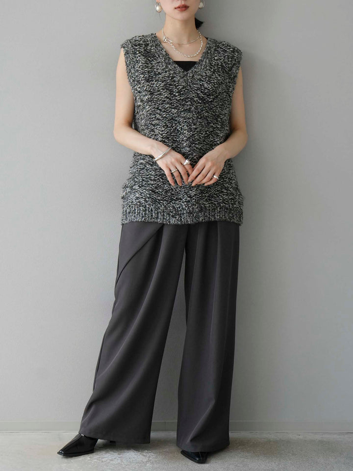 [預訂] 毛圈針織背心/黑