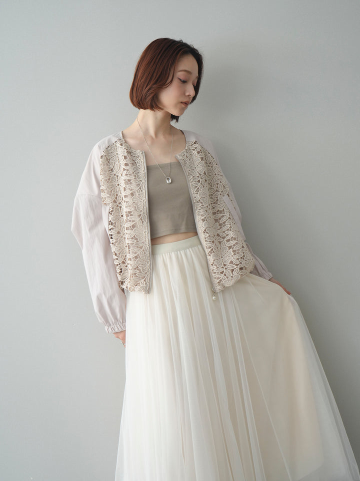 [予約]レースドッキングブルゾン/beige