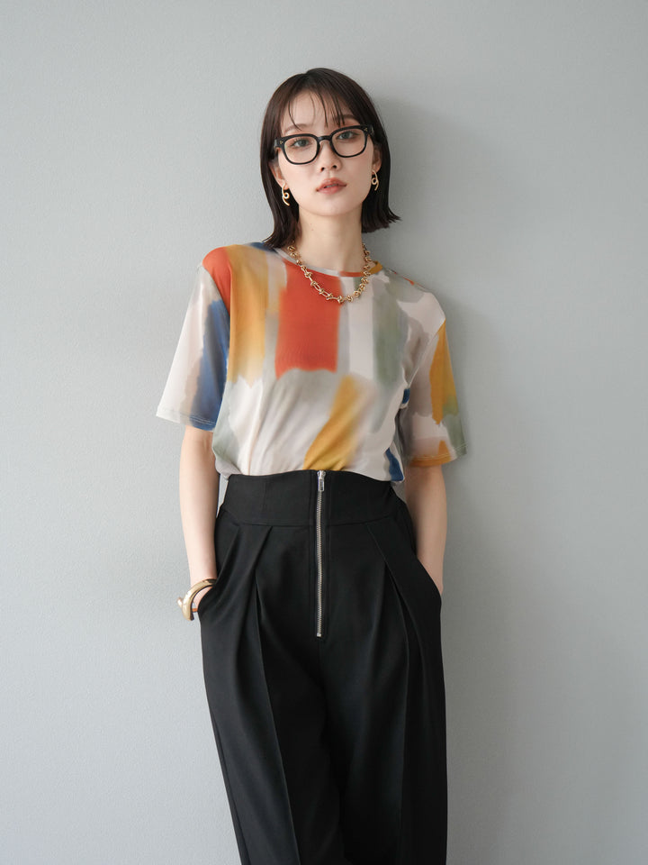 [予約]水彩アートシアーTシャツ/オフホワイト