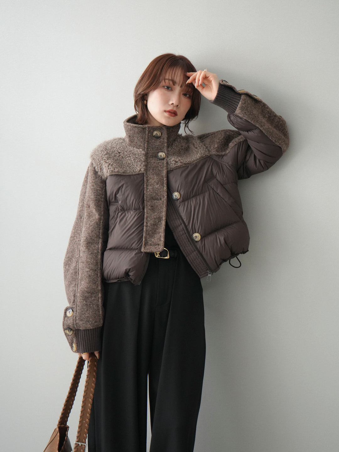 [SET]異素材ダウンジャケット+選べるアクセセット(2set)