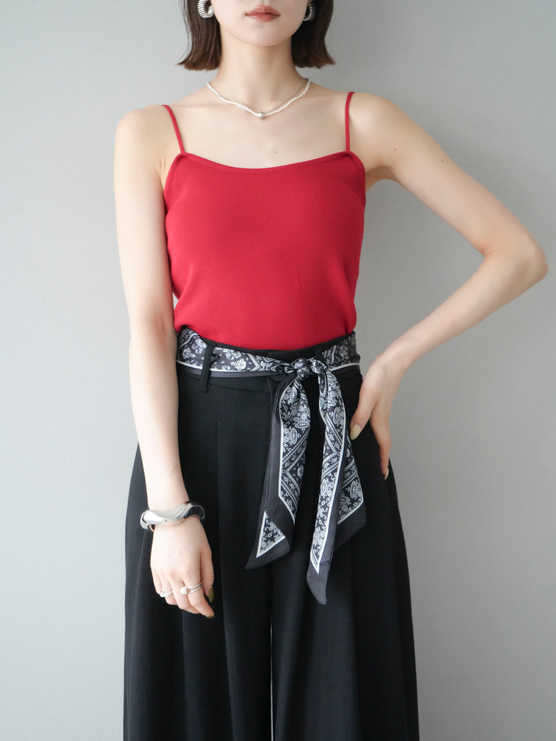 [予約]レーヨンニットキャミソール/レッド