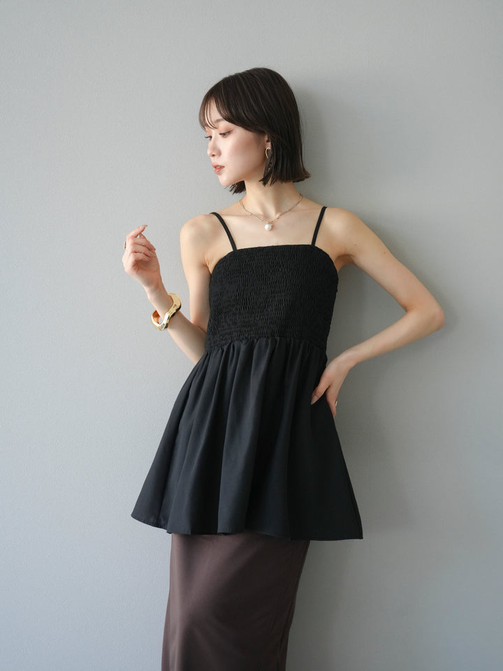 [予約]シャーリングフレアキャミプルオーバー/ブラック