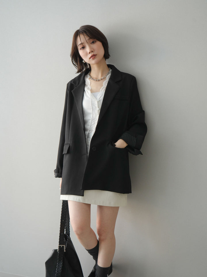 [SET]バックスリットデザインジャケット+ベルト付カーゴミニスカート(2set)