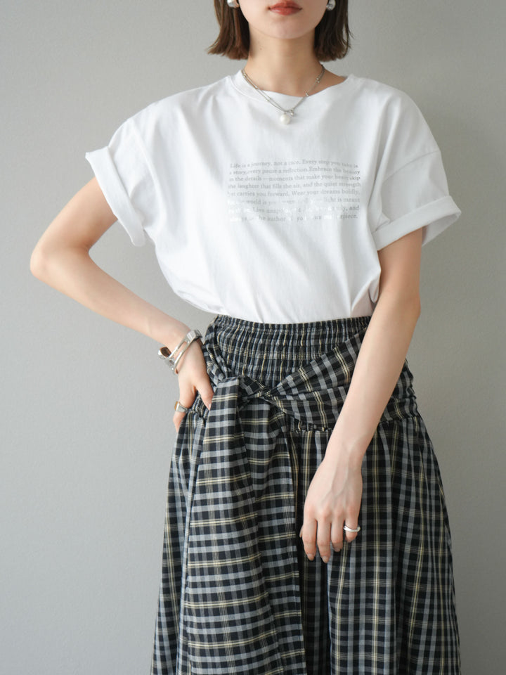 [予約]メッセージ箔プリントTシャツ/オフ