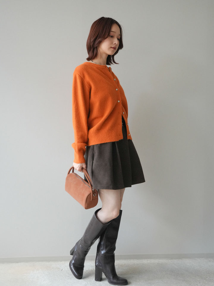 [予約]ベルト付きタックミニスカート/brown