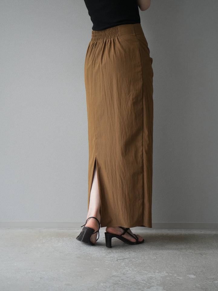 [予約]ナイロンシャーリングラップスカート/モカ