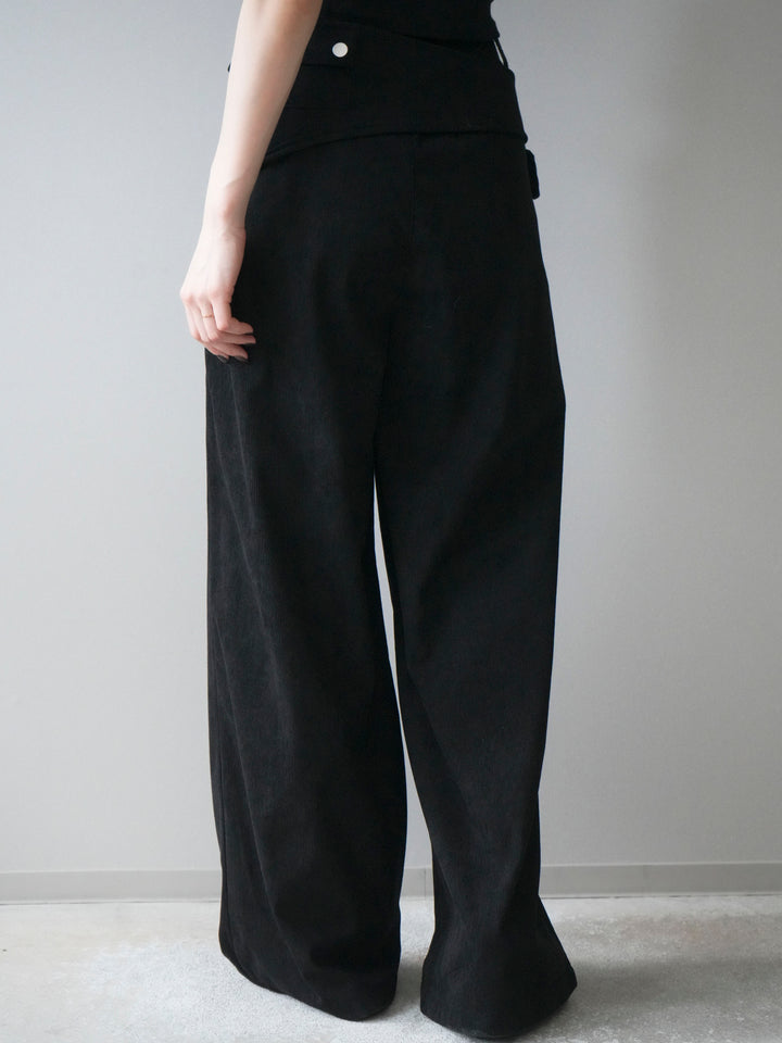 [予約]コーデュロイ巻きベルト付きパンツ/black