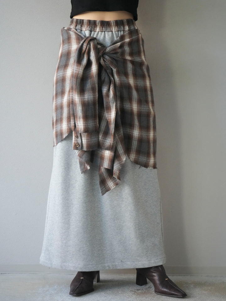 [予約]シャツ巻きスエットスカート/ gray