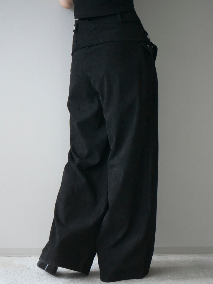 [予約]コーデュロイ巻きベルト付きパンツ/black